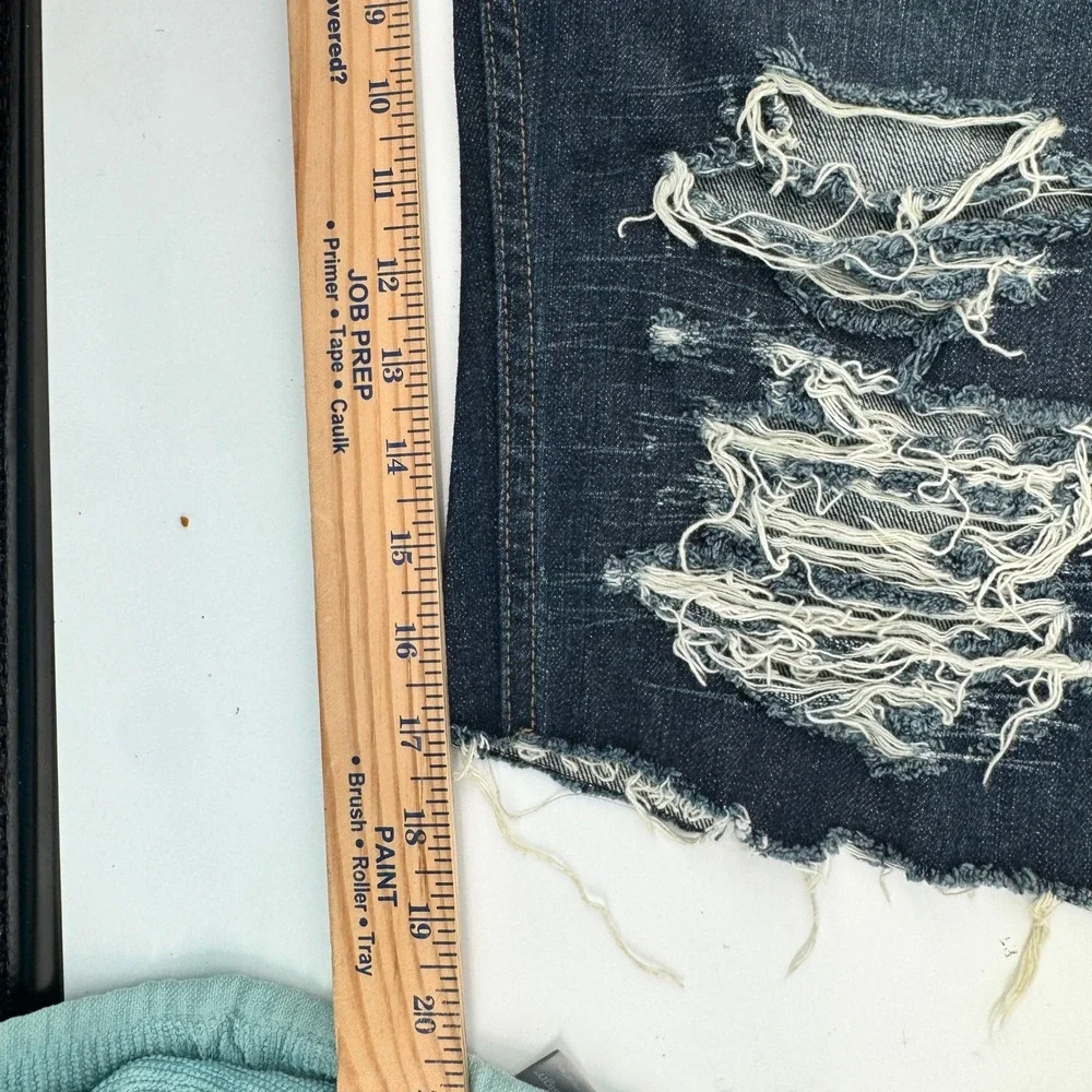 Levis 505 Custom Distressed Shorts Mens 36 Blue Raw Hem Heavy Shredded Jorts